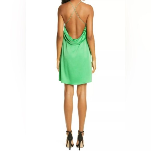 NWT alice + olivia JADE Cowl Back Lined‎ Satin Mini Dress CC005205551 Size 12 - Picture 4 of 16